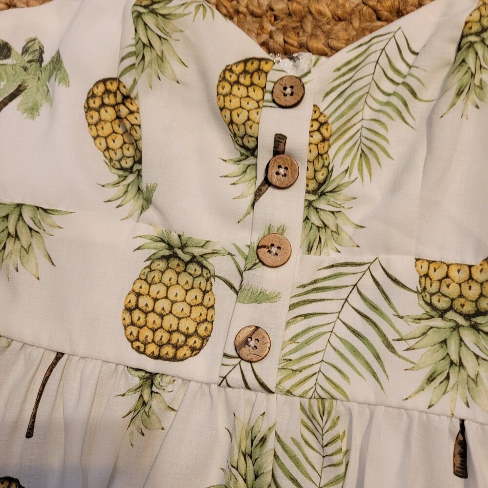 Sexy Pineapple Tropical Button Down Cami Top Boho Botanical Peplum Camisole - Picture 5 of 6